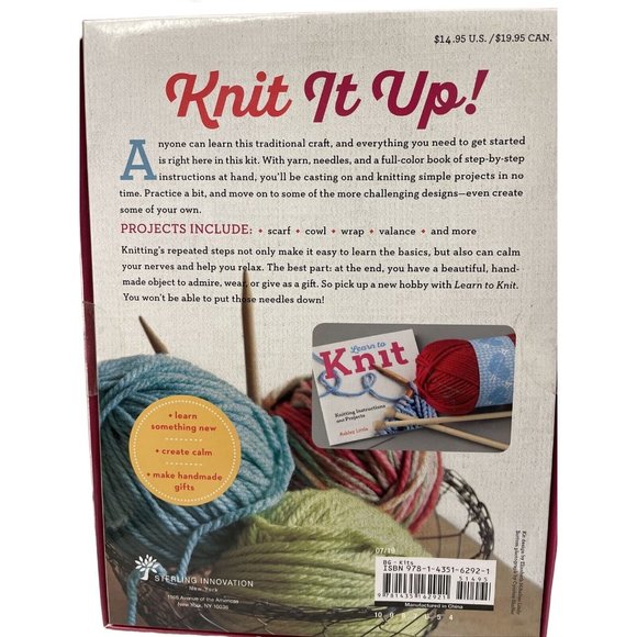 Learn to Knit kit Instruction Book Knitting tapestry Needles 10" x 3 1/2" x 6" - Picture 3 of 8